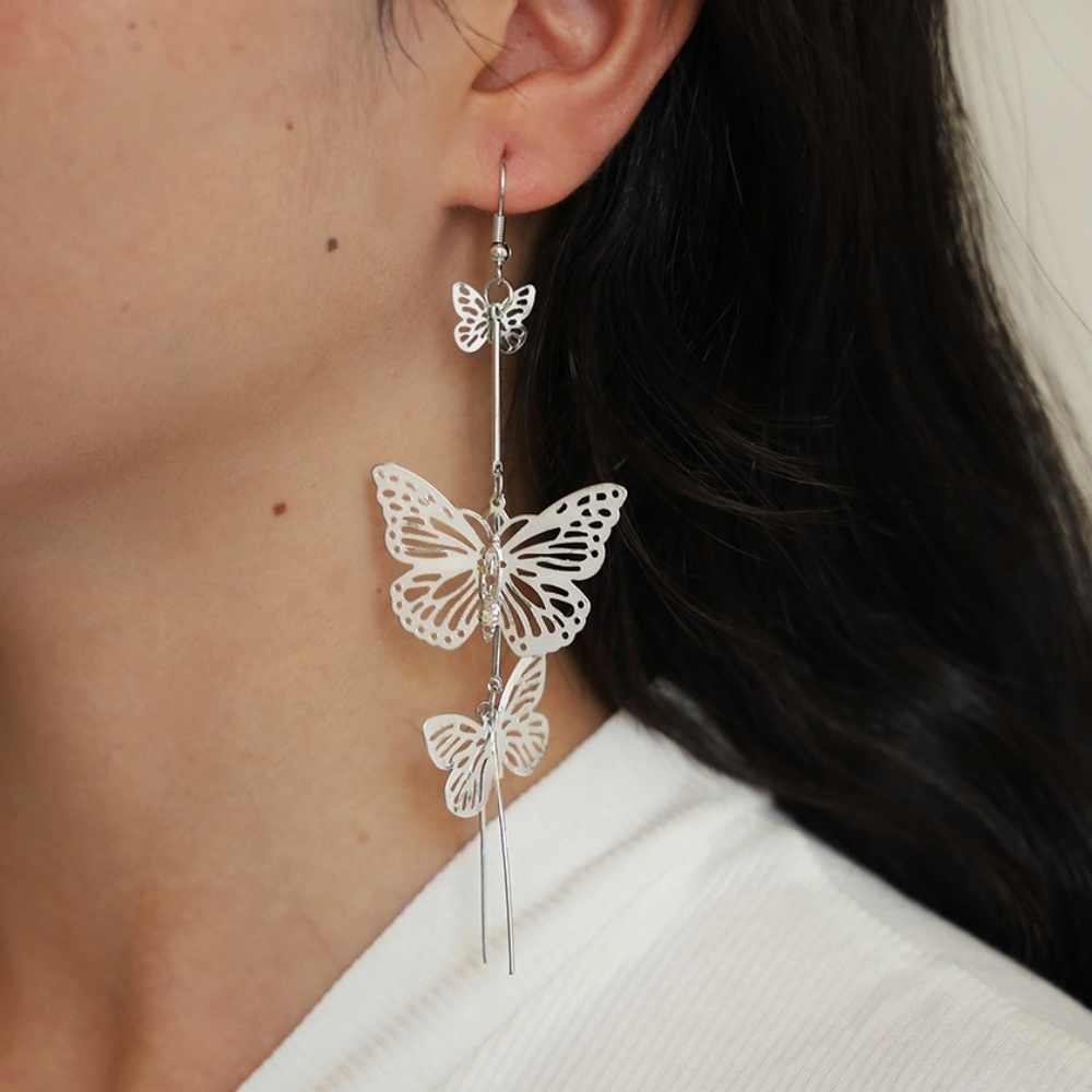 *Mackenna* Silver Butterfly Fashion Drop Earrings